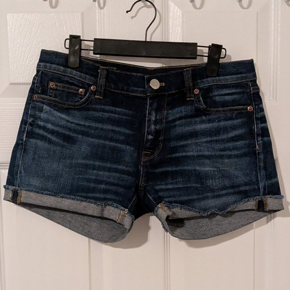 J.Crew Indigo Denim cuffed cutoff shorts size 27